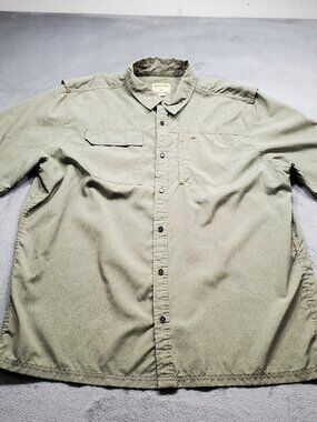 Rustic Ridge Button Up Vented Outdoorsman Shirt Olive Green Men Sz 2XL